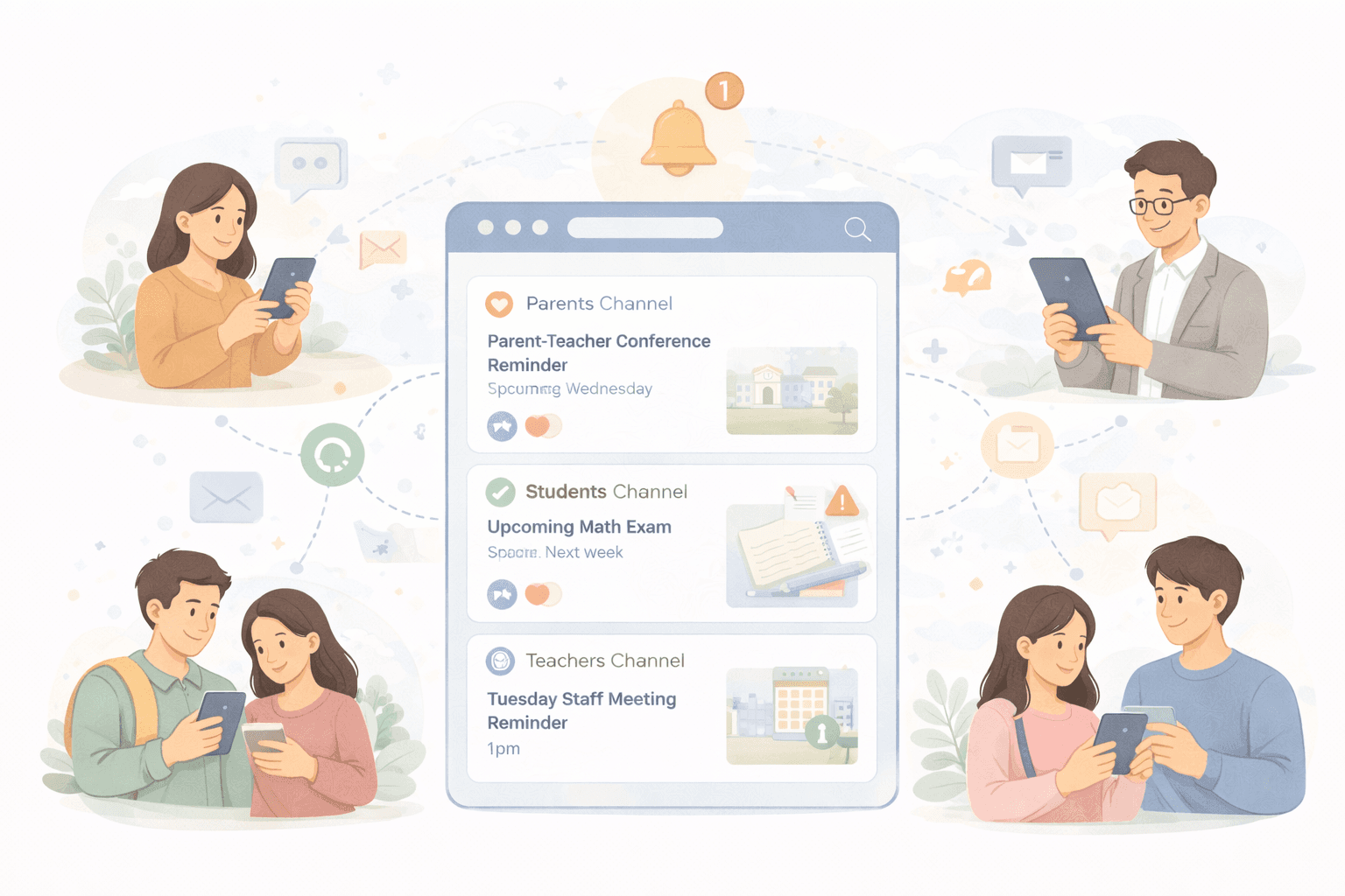 Parents managing school announcements and communications