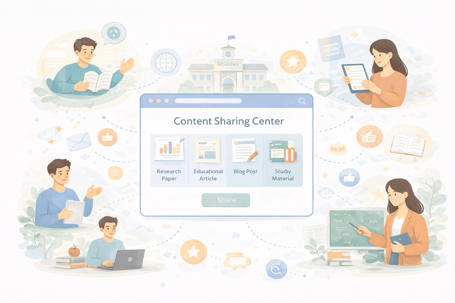 Students and educators sharing content and knowledge